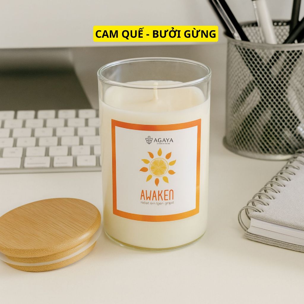 Nến thơm AWAKEN – Cam, bưởi, gừng, quế - AGAYA Candle Cup