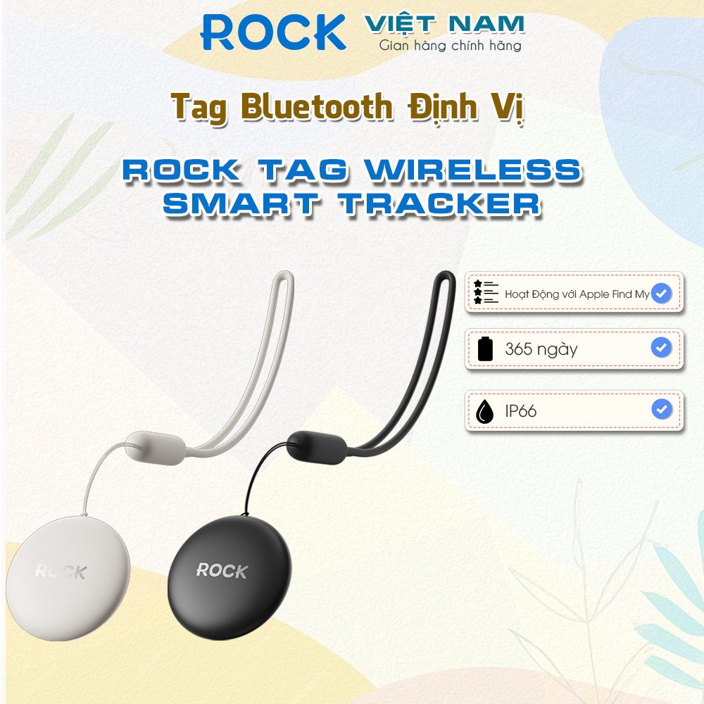 Tag Bluetooth Định Vị ROCK Tag Wireless Smart Tracker -Pin lên tới 365 ngày, Works with AppleFindMy