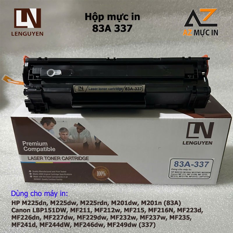 Hộp mực 83A 337 LN Có lỗ đổ mực, Cho máy in Hp M125A, M127FN Canon LBP151dw MF221 MF240 MF249 MF236
