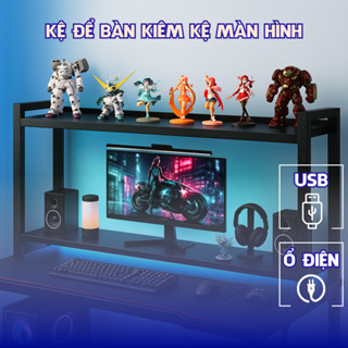  Kệ sách kiêm kệ màn hình để máy tính PC để bàn làm việc giá sách để bàn học kệ gỗ để máy vi tính laptop Decor 