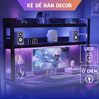 Kệ sách để bàn làm việc TOPV giá sách để bàn học đựng sách vở cho bé decor 1,2 tầng có ổ cắm điện USB TopV Decor