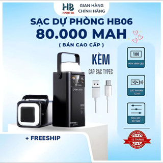 Pin Sạc Dự phòng 80.000mah Habitek HB06 Bản Cao Cấp, Hỗ Trợ Sạc nhanh 120W/22,5W, Tích Hợp Sạc Nhanh Và Đèn Led