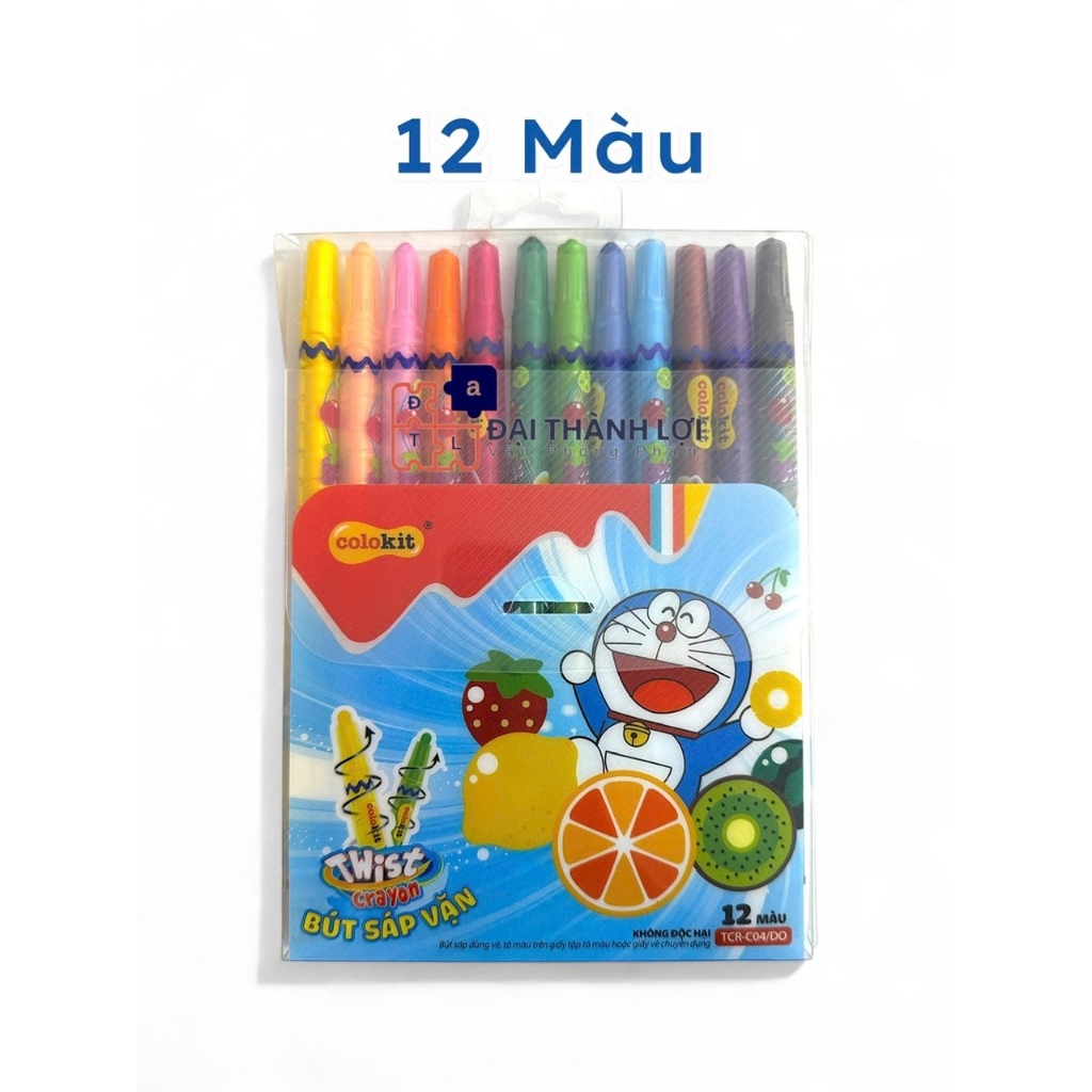 [TCR-C04/DO] Bút sáp vặn  Dài 12 màu Colokit Doraemon TCR-C04/DO Dài 17CM