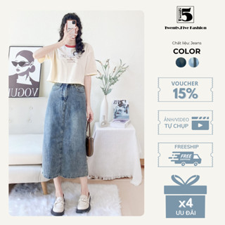  Chân Váy Bò Dáng Dài Xẻ Sau – Váy Jeans Nữ Basic Twentyfive Fashion - 5021 