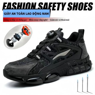  ✨-Nút Xoay Giày Bảo Hộ Lao Động Thể Thao Safety Cao Cấp Giày Bảo Hộ Lao Động Thấp Cổ 