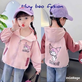  Áo gió cho bé Gái KUROMI lót lưới chống nước cản gió-Kiểu dáng siêu iêu in hình cute baby  18-42 kg  