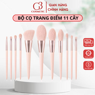  Bộ cọ trang điểm 11 cây màu hồng cao cấp lông siêu mềm mượt dùng cho makeup cá nhân tiện lợi đa năng 