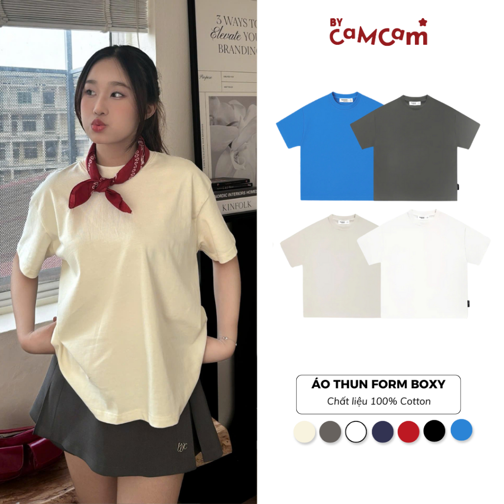 Áo Thun Trơn Cotton Form Boxy 𝑩𝒚𝒄𝒂𝒎𝒄𝒂𝒎 100% Cotton Nam Nữ Unisex ATN005 | BigBuy360 - bigbuy360.vn