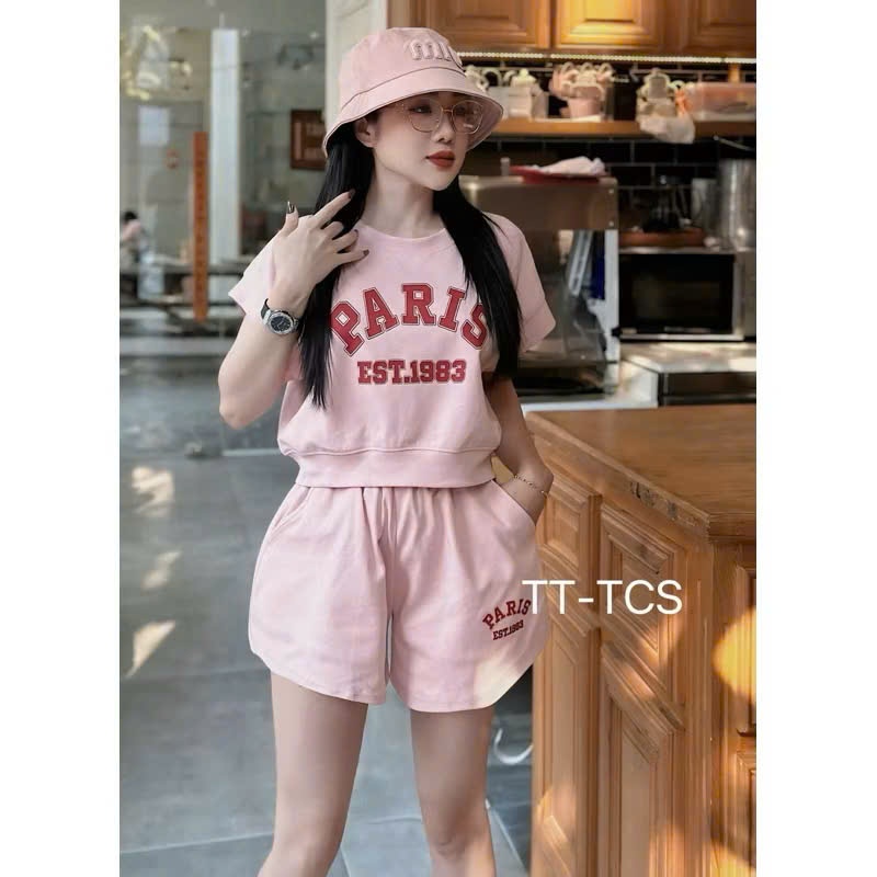 Bộ Đồ Thể Thao Nữ Dáng Croptop Cánh Dơi In Hình Trước Ngực Phong Cách Thể Thao Mặc Hằng Ngày PA18 | BigBuy360 - bigbuy360.vn