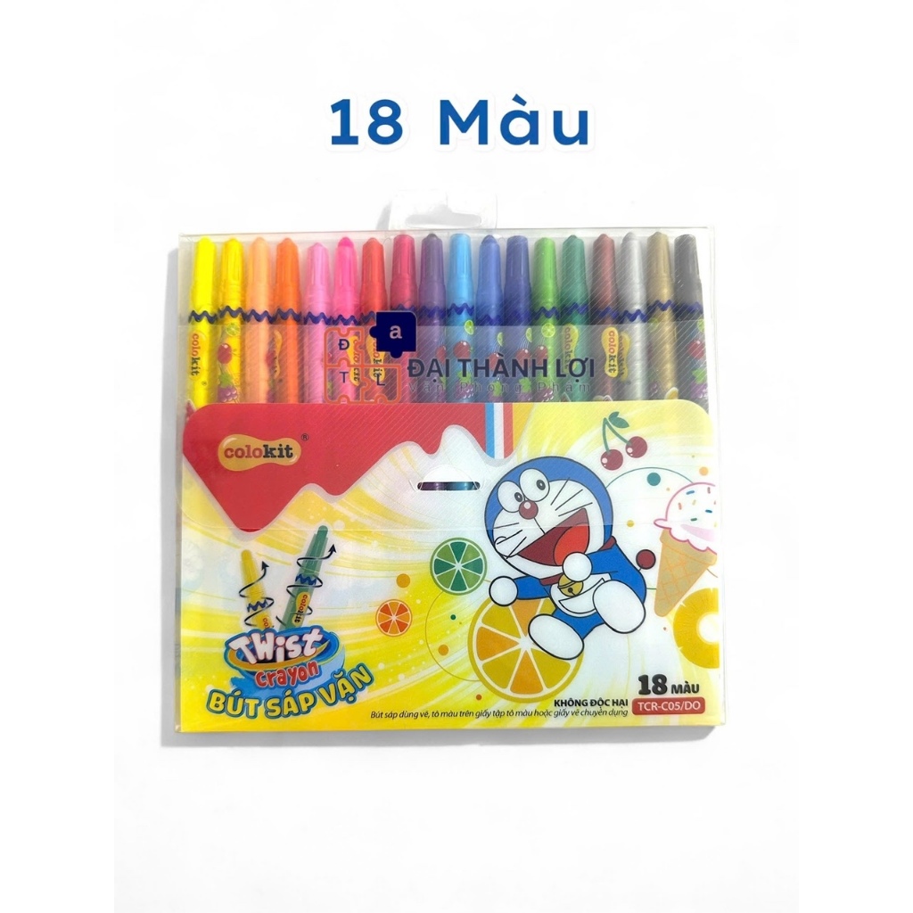 [TRC-C05/DO] Bút sáp vặn 18 Màu Colokit Doraemon TRC-C05/DO - Sáp vặn Thiên Long Dài 17CM