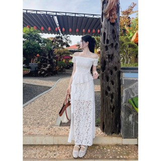  KAMI SHOP - Set bộ đồ ren nữ áo trễ vai viền tua rua dài gọi cảm mix chân váy dài cá tính 