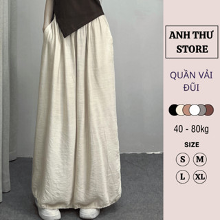 Quần Nữ Ống Rộng Vải Đũi BigSize , Quần Đũi Suông Ống Rộng Cạp Chun Giả Váy 206