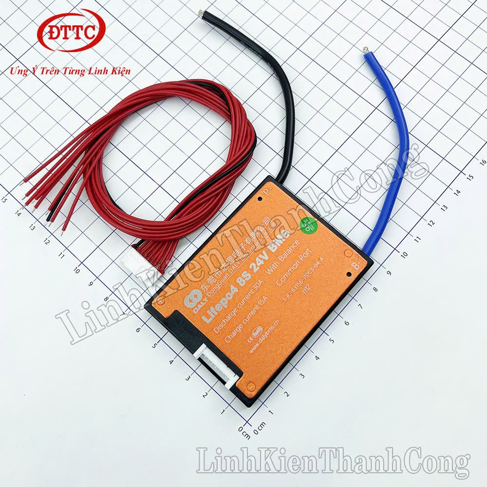 Mạch Bảo Vệ BMS 24V 8S 30A Cho Pin Sắt LiFePO4 3.2V (Sạc Xả Chung)