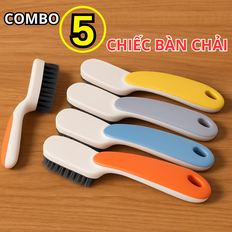Combo 5 Bàn Chải Đánh Giày Lông Nhựa PP Mềm Mại, Bàn Chải Đa Năng Cầm Tay Thoải Mái Tiện Lợi Nhiều Màu - VH MART