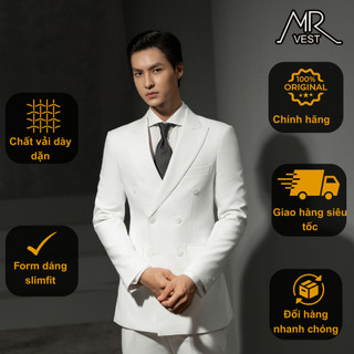Bộ Vest nam cao cấp trắng ve nhọn giao khuy MRV563