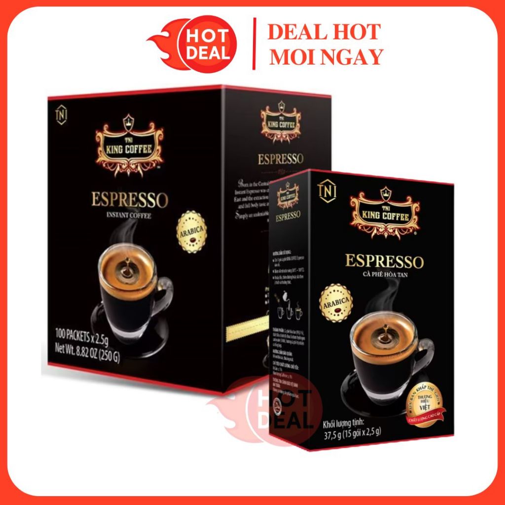 Cà Phê Hòa Tan King Coffee Espresso Hộp 250G - Ngon chuẩn ly cà phê Ý