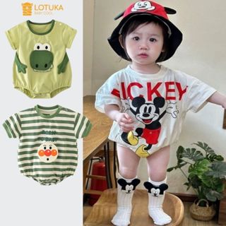 Bodysuit Chip Mickey Thun Lạnh Thoáng Mát Cho Bé LOTUKA, Bộ Liền Thân Cộc Tay, Quần Áo Trẻ Em Mùa Hè Size 3-12kg