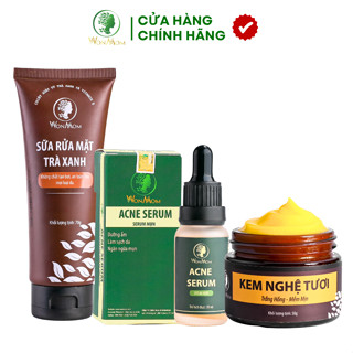 Bộ Trắng Da, Sạch Mụn Và Nám Chuyên Sâu WonMom ( 1 Sữa Rửa Mặt + 1 Kem Nghệ Tươi + 1 Serum Mụn )