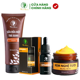 Combo Trắng Da, Ngừa Nám 1 Sữa Rửa Mặt 70g + 1 Serum Vitamin C 20ml + 1 Kem Nghệ Tươi 50g WonMom