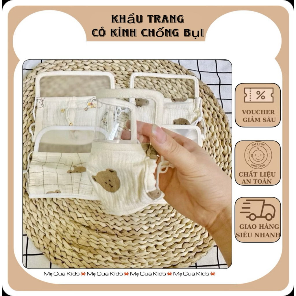Khẩu trang xô có kính chắn giọt bắn cho bé khẩu trang cho bé đi học khẩu trang có kính chắn gió cho bé