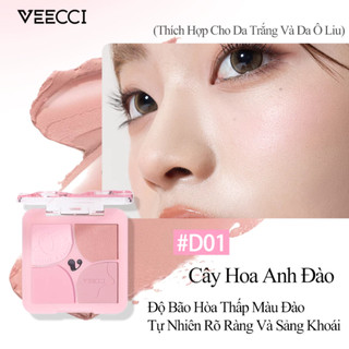 Phấn Má Hồng Và Bắt Sáng 4 Ô VEECCI Đa Năng Mềm Mịn Tự Nhiên Màu Hồng Khỏa Thân Lâu Trôi 6g