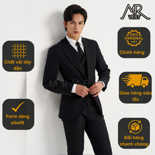  Bộ Suit nam cao cấp đen kẻ chìm hai khuy MRV674 