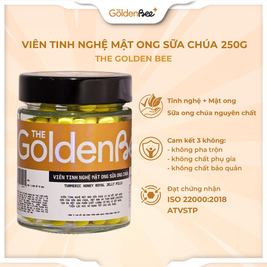 Viên Tinh Nghệ Mật Ong Sữa Ong Chúa The Golden Bee 120g-250g Thiên nhiên nguyên chất
