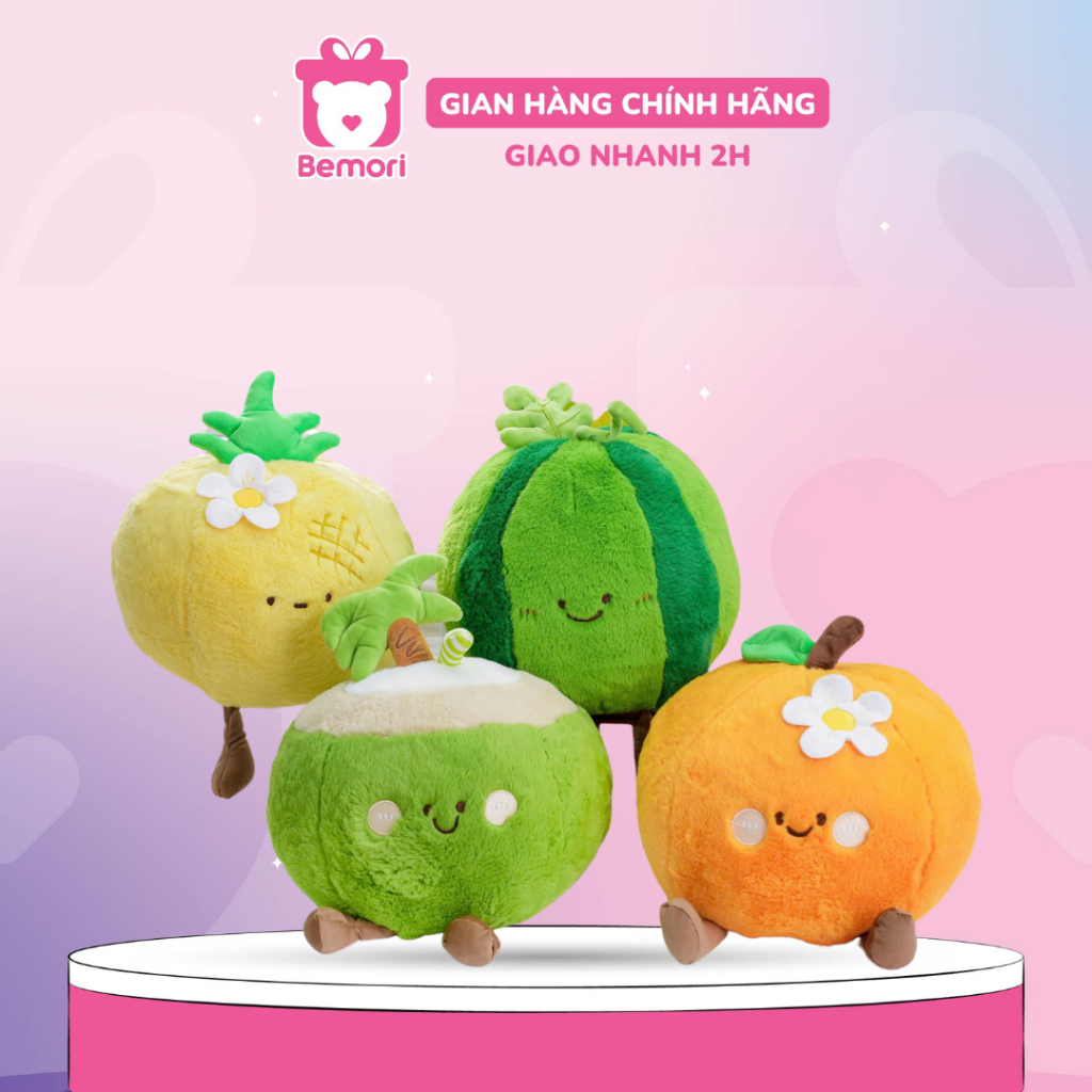 Gấu bông trái cây vui vẻ Bemori thú nhồi bông hoa quả nhiệt đới 40cm mềm mịn cao cấp