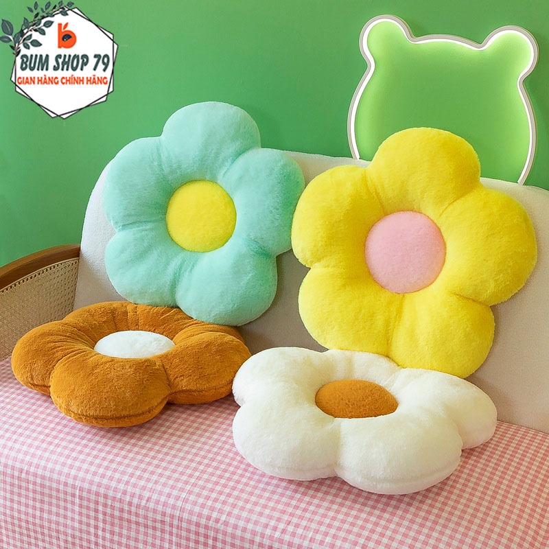Gối Hoa Hướng Dương Lông Thỏ Mềm Mịn Trang Trí Sofa 35cn, Đệm Tựa Lưng Văn Phòng Dễ Thương Nhiều Màu