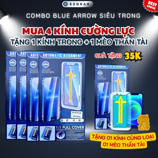 [COMBO MUA 4 TẶNG 1] Kính cường lực Arrow Blue siêu trong suốt có khung tự dán IP 7/8/X/XS/11/12/13/14/15/16 Plus Promax