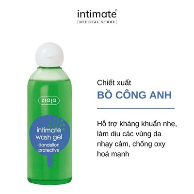 Dung Dịch Vệ Sinh Phụ Nữ Intimate Bồ Công Anh ZIAJA BANIPHAR Dịu Nhẹ, Hỗ Trợ Kháng Khuẩn & Làm Sạch 200ml