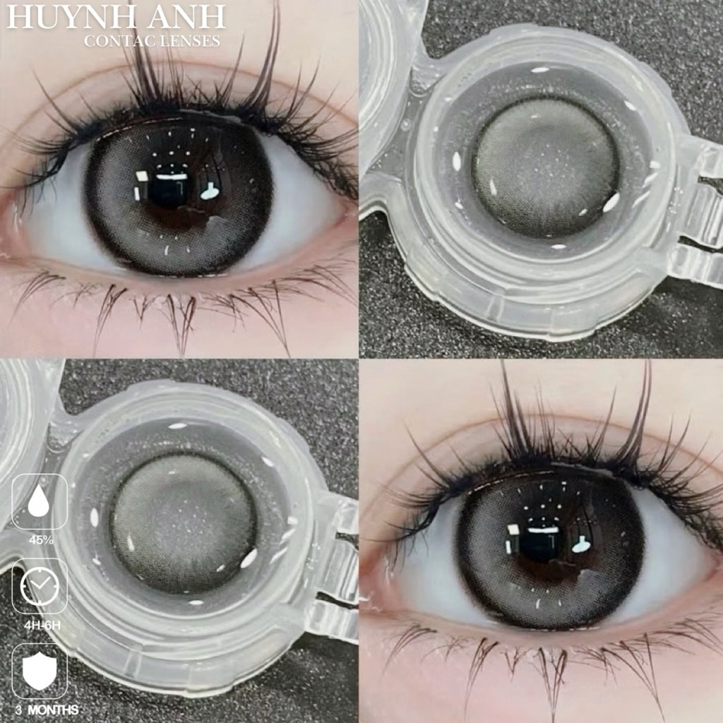 Lens Mắt Kính Áp Tròng xám đen filter basque gray Dia 14.2mm Gdia 13.6mm