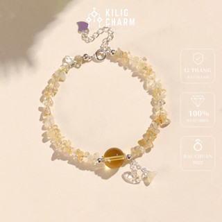  Vòng tay nữ đá thạch anh vàng mix charm bi tròn thu hút tài lộc và năng lượng KC55 - KILIG CHARM 
