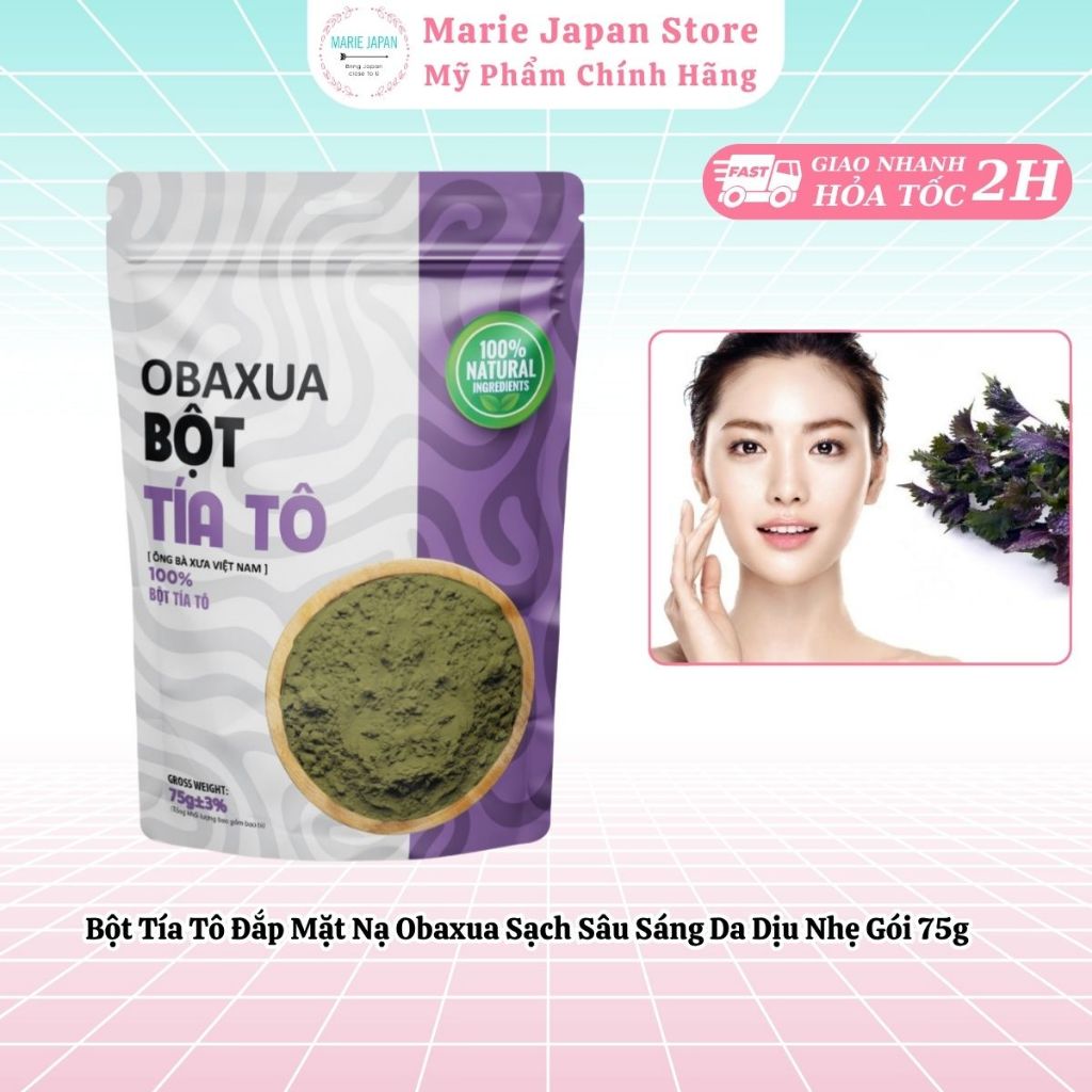 Bột Tía Tô Đắp Mặt Nạ Obaxua Sạch Sâu Sáng Da Dịu Nhẹ Gói 75g - Marie Japan