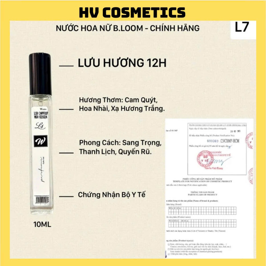 NƯỚC HOA NỮ BLOOM 10ML LƯU HƯƠNG LÂU - WLEZA CHÍNH HÃNG