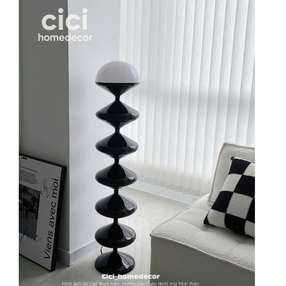 Cici | Đèn sàn sóng đen decor phòng khách - Black Ripple Floor Lamp