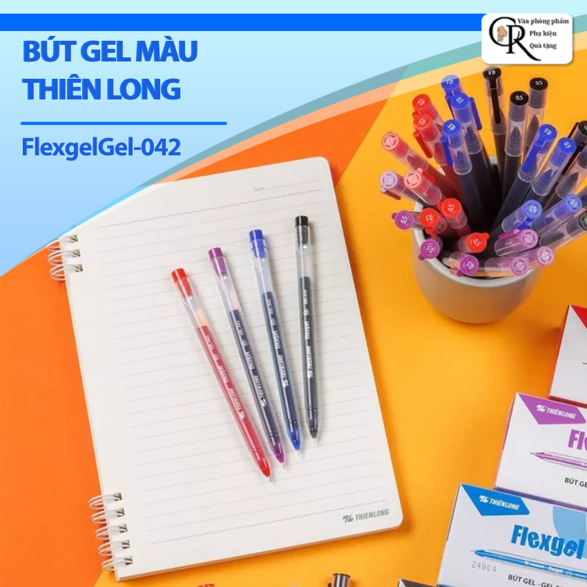 Bút gel màu Thiên Long  FlexgelGel-042 mực khô nhanh,bút bi thiên long ngòi 0.5mm Cara vpp phụ kiện