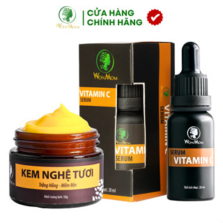 Bộ Dưỡng Trắng Hồng, Mịn Màng Da Mặt WonMom ( 1 Serum Vitamin C + 1 Kem Nghệ Tươi )
