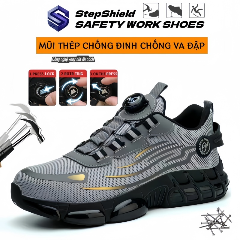 [Nam Nữ Cùng Kiểu]🍀Giày Bảo Hộ Lao Động Giày Cách Nhiệt An Toàn,  Thoáng Khí Trọng Lượng Nhẹ Chống đập và đâm thủng