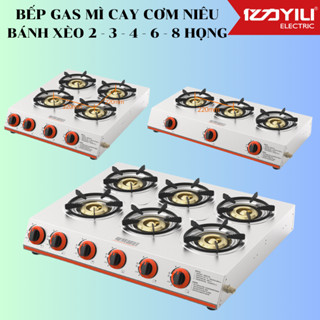Bếp Ga Nấu Mì Cay, Cơm Niêu, Bánh Tráng, Bánh Xèo, Bếp gas 4 họng chất liệu inox bảo hành 12 tháng