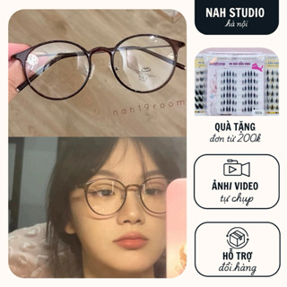 Kính mắt không độ form tròn bầu quai mảnh chống ánh sáng xanh