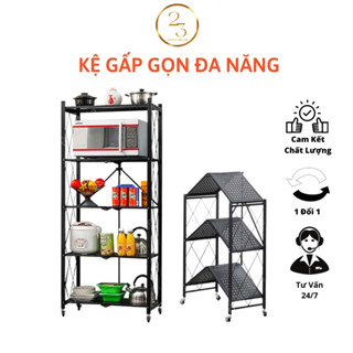 Kệ Sắt 💗FREESHIP💗 Kệ Để Đồ Đa Năng Gấp Gọn Có Bánh Xe 3/4/5 Tầng Tiện Ích Cho Nhà Bếp, Phòng Ngủ, Phòng Khách, Tiện Lợi.