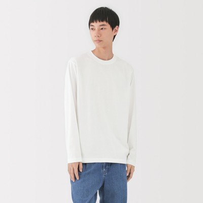 MUJI Áo Thun Nam Vải Jersey Cổ Tròn Tay Dài