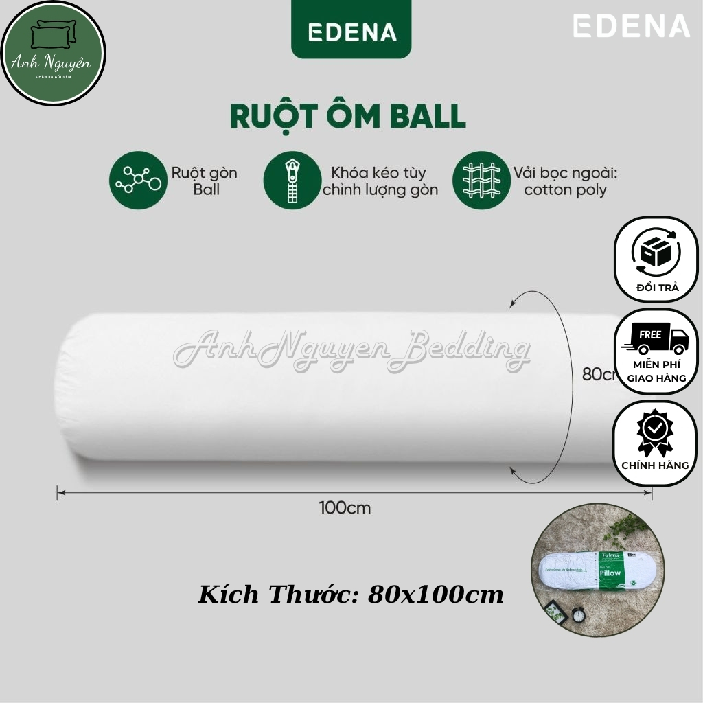 Ruột Gối Ôm Ép Hơi Kín Ball EDENA , Kích Thước: 80*100cm - Hàng Chính Hãng