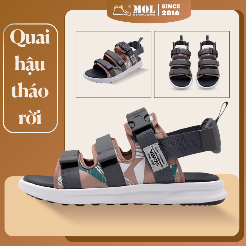 Sandal nam nữ Vento 3 quai ngang NB126G màu xám cam | Vento  NB126 SD126