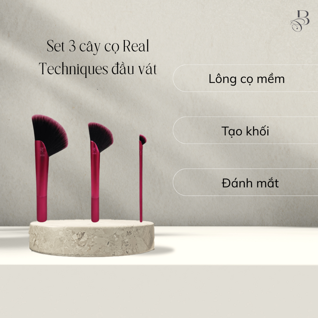 Set 3 cây cọ Real Techniques đầu vát