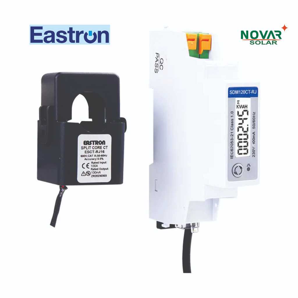 Đồng hồ cao cấp EASTRON SMD120CT-RJ - 100Ah bám tải cho hệ năng lượng mặt trời ( 1 bộ gồm đồng hồ + 