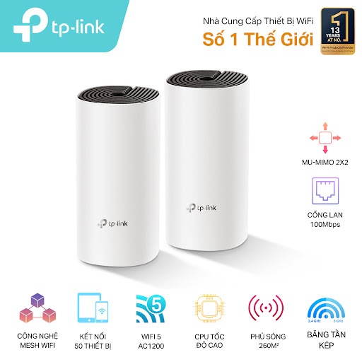 Thiết bị mạng TPLink Deco E4 ( 2 pack) - Bảo hành 12 tháng