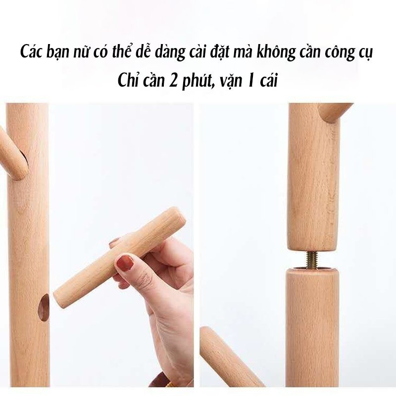 iPearl Giá treo quần áo đa năng chống nghiêng bằng gỗ nguyên khối Xá Gia Dụng Giá Treo Đứng chịu lực 50kg | BigBuy360 - bigbuy360.vn