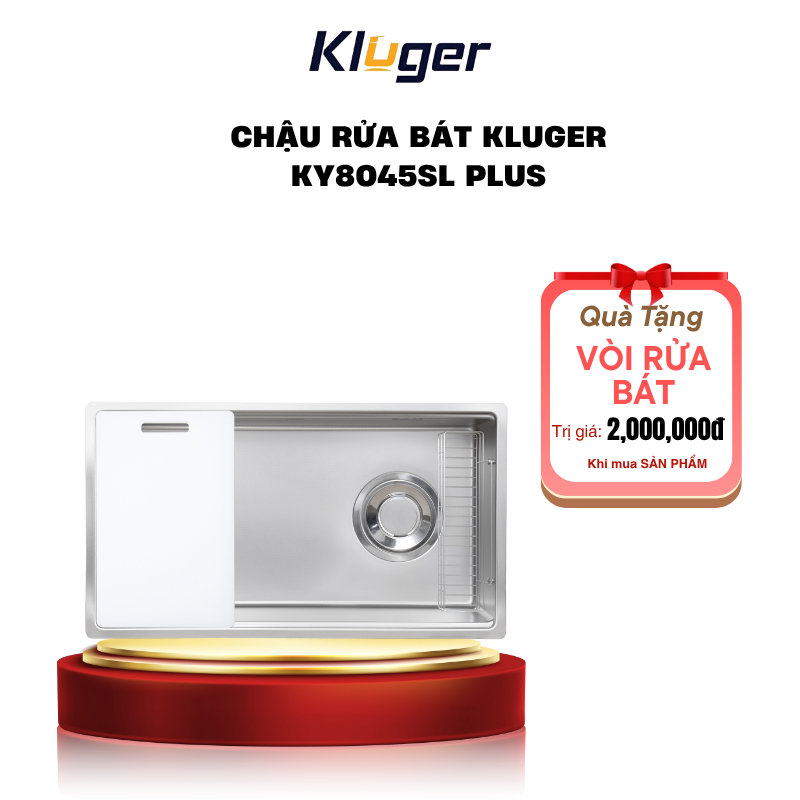 Bồn Rửa Bát Kluger KY8045SL Plus - 1 Hố Rộng - Bề Mặt SUPER LINEN Chống Xước - PEB